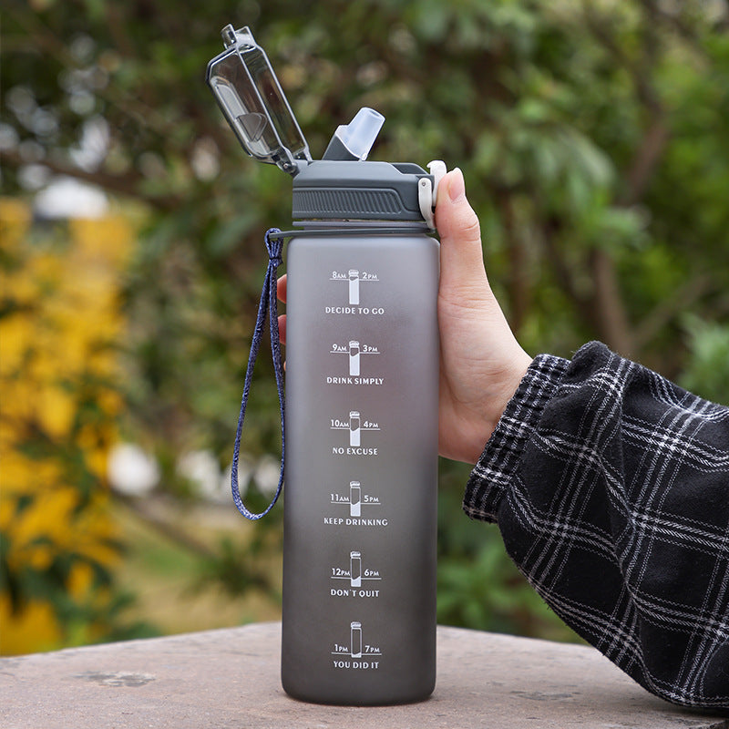 1L水樽 Capacity Plastic Cup, Food-Grade Gradient Fitness Sports Water Bottle