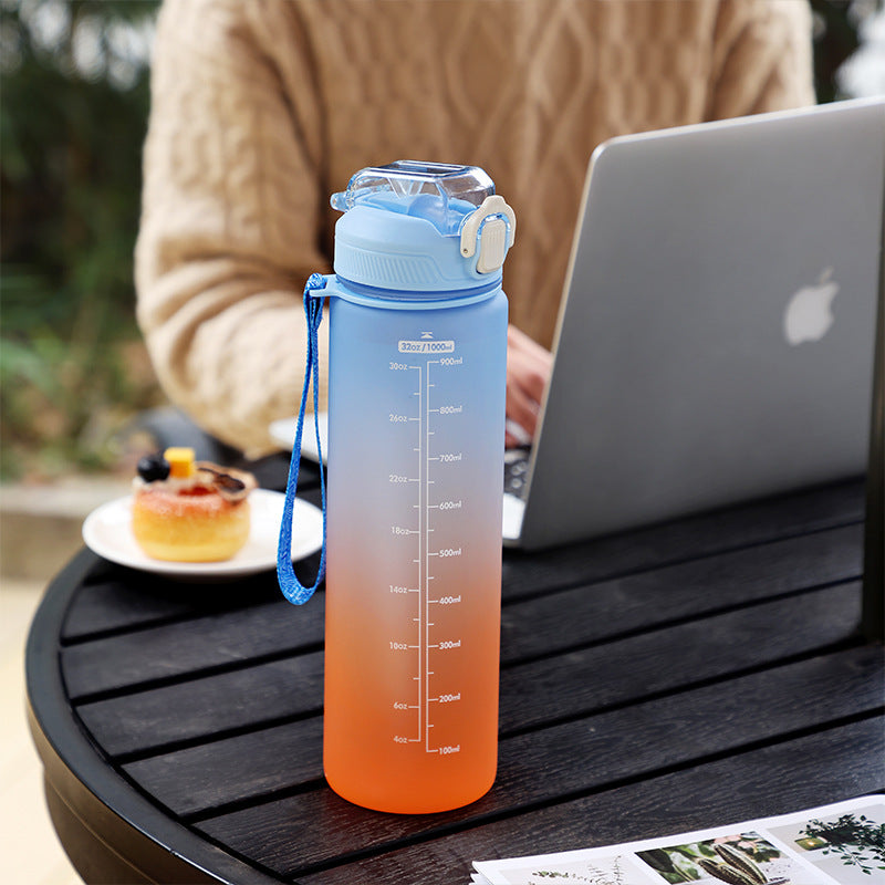 1L水樽 Capacity Plastic Cup, Food-Grade Gradient Fitness Sports Water Bottle