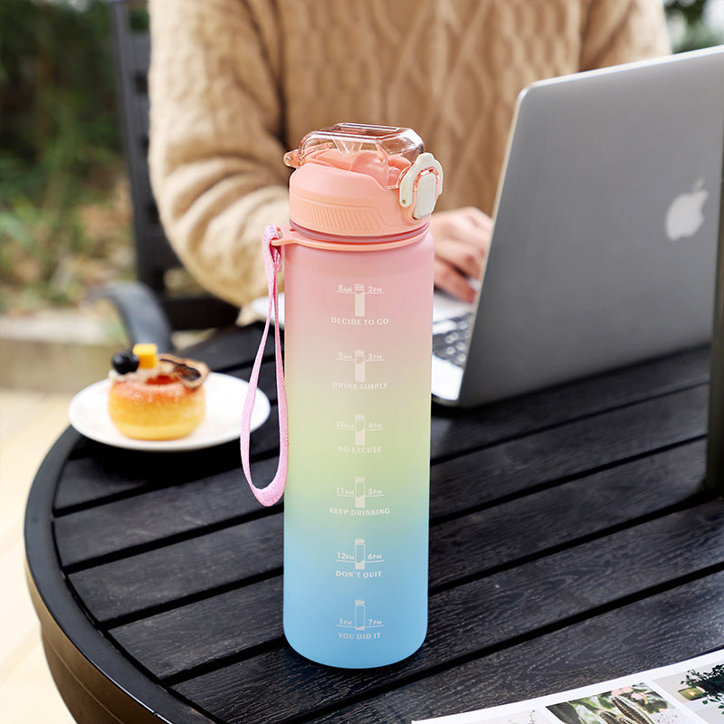 1L水樽 Capacity Plastic Cup, Food-Grade Gradient Fitness Sports Water Bottle
