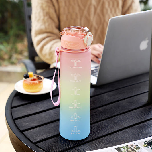1L水樽 Capacity Plastic Cup, Food-Grade Gradient Fitness Sports Water Bottle