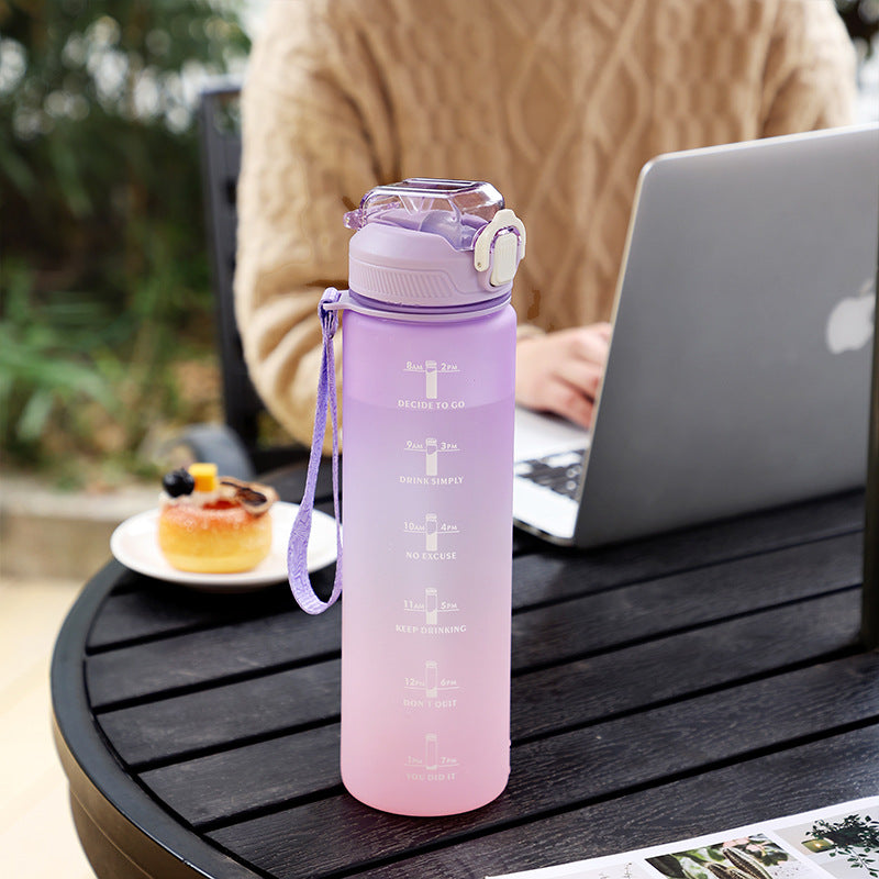 1L水樽 Capacity Plastic Cup, Food-Grade Gradient Fitness Sports Water Bottle